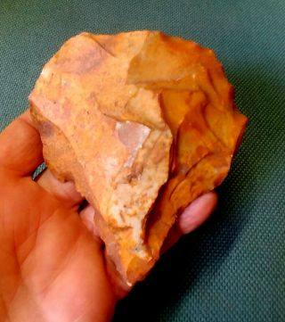 282 Gram Flint Stone Hand Axe With Patina Neanderthal Paleolithic Tool