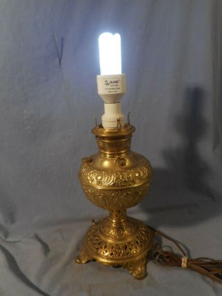 Antique B&h Bradley & Hubbard Electrified Brass Table Lamp " 1895 Non Explosive "