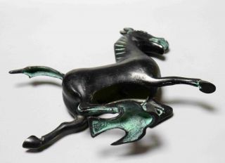 Collect Antique Bronze Hand Carve Horse Step Swallow Delicate Auspicious Statue 3