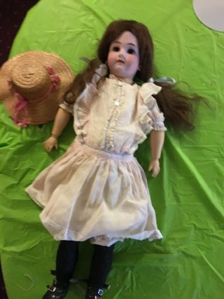 Simon Halbig Heinrich Henwerck 30in Antique Bisque Doll With Dress