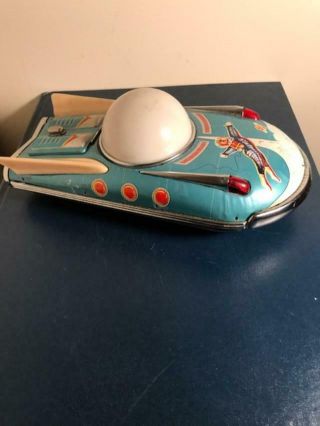 Rare Vintage Wind - Up Tin Universal Space Car / Cadet With Dome Light