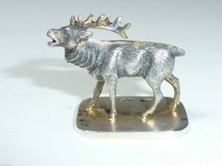 Edwardian Solid Silver Miniature Reindeer Elk Moose Figure Statue English 1912