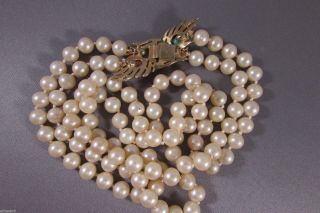 Vintage Trifari Necklace Double strand Jewels of India Rhinestone Cabochon 5