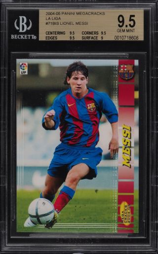 2004 - 05 Panini Megacracks Lionel Messi 71bis Rookie Rc Rare Bgs Gem 9.  5