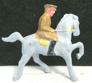 Vintage Barclay Lead Toy Soldier Officer In Cap On Grey Horse B - 03a Near