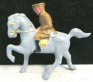 Vintage Barclay Lead Toy Soldier Officer In Cap On Grey Horse B - 03A Near 2