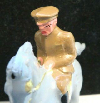 Vintage Barclay Lead Toy Soldier Officer In Cap On Grey Horse B - 03A Near 5