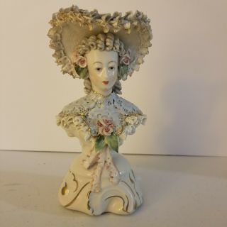 Antique Germany Porcelain Lace Woman Figurine 7 " Tall