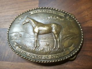 •horsemanship The Sport Of Kings Vintage 1974 Al Shelton Bronze Belt Buckle•