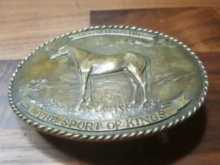 •Horsemanship The Sport Of Kings VINTAGE 1974 AL SHELTON BRONZE BELT BUCKLE• 3