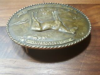 •Horsemanship The Sport Of Kings VINTAGE 1974 AL SHELTON BRONZE BELT BUCKLE• 4