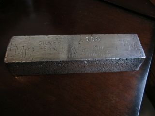 Vintage Silver Bar 100.  oz 99.  9,  Fine Silver Stamped P.  M.  C.  VERY RARE 2