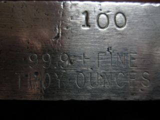 Vintage Silver Bar 100.  oz 99.  9,  Fine Silver Stamped P.  M.  C.  VERY RARE 5