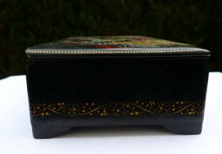Vintage Soviet Russian lacquered Palekh hand painted box Red Army warriors WWII 5