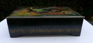Vintage Soviet Russian lacquered Palekh hand painted box Red Army warriors WWII 6