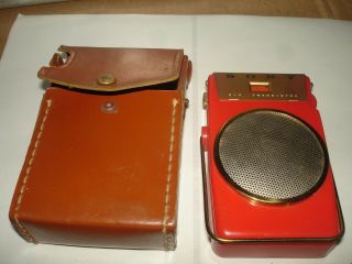 Vintage Sony 6 Transistor Radio Model Tr 610 With Case Red Tr610