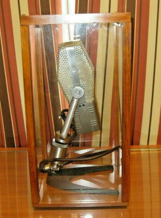 Vintage RCA Model 44BX Ribbon Microphone with Stand and Display Case 2