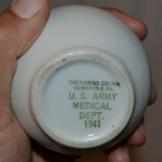 1940 US ARMY MEDICAL DEPARTMENT SMALL SUGAR BOWL SHENANGO CHINA CASTLE PA 7