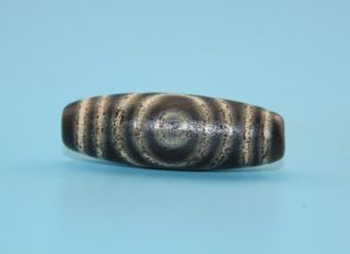 41 14 Mm Antique Dzi Agate Old 3 Eyes Bead From Tibet