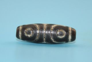 41 14 mm Antique Dzi Agate old 3 eyes Bead from Tibet 5