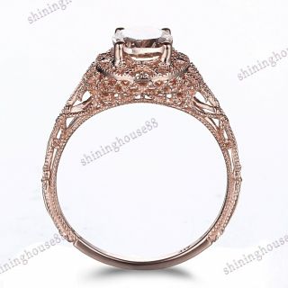 8x6mm OVAL Morganite ART DECO FILIGREE ANTIQUE Vintage RING Solid 18K Rose Gold 10