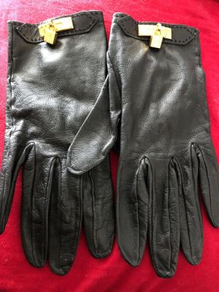 Ladies Black Leather Hermes Gloves Vintage Luke
