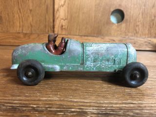 Vintage Hubley Cast Iron Toy Racer Race Car Green
