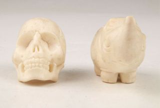Rare Chinese Deer Bone Statue Skull Rhinocero Hand Carved Exorcism Mascot Gift