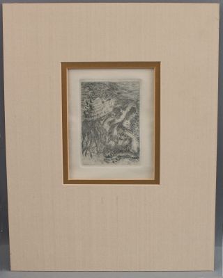 Antique Early 20thc Pierre Auguste Renoir Etching,  Le Chapeau Epingle,  Nr
