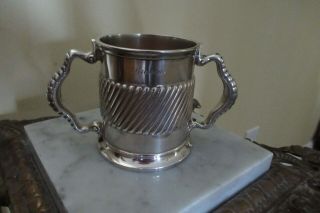 Wood & Hughes Sterling Silver Double Handled Baby Child ' s Cup / Mug 2