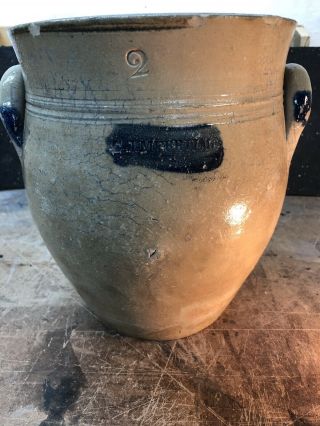 Antique C.  J.  MERRILL - Stoneware Crock 2 Gallon - Summit County Akron Ohio 2