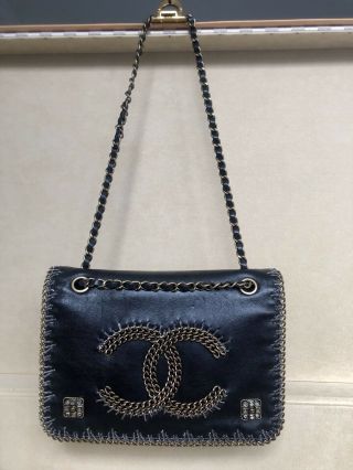Rare Vintage Chanel Runway Limited Gripoix Crystal Chain Flap Bag $7000,