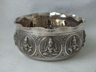 Antique Indian T.  R.  T.  Madras Solid Silver Bowl C.  1910/ Dia 9.  5 Cm/ 143 G