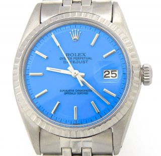 Rolex Datejust Mens Stainless Steel Watch Jubilee Band Blue Dial 1603