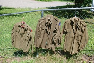 3 Vtg Wwii 1940s Us Army Air Force Wool Uniform Shirts