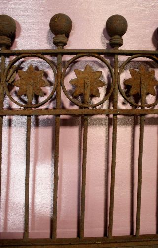 Set 9 Sections 89x28 Antique Vintage Wrought Iron Fence Fencing Gate Ball Flower