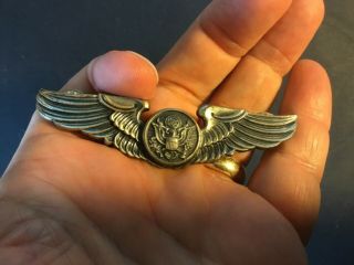 Ww2 Sterling Silver Aaaf Us Army Air Force Aircrew 3 Inch Wing 19.  6grams