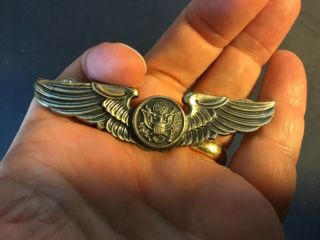 WW2 STERLING SILVER AAAF US ARMY AIR FORCE AIRCREW 3 INCH WING 19.  6GRAMS 2