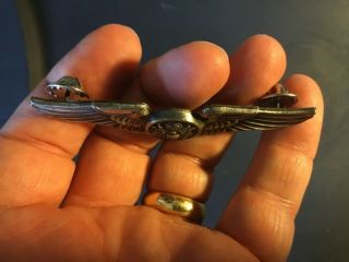 WW2 STERLING SILVER AAAF US ARMY AIR FORCE AIRCREW 3 INCH WING 19.  6GRAMS 7