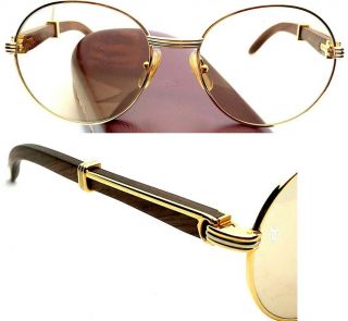 Cartier Bagatelle Bubinga Wood 55/18 140b Glasses Eyeglasses Sunglasses Vintage