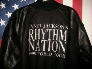 Janet Jackson Vtg 1990 Rhythm Nation Leather Tour Jacket Rap Def Jam Hip Hop S