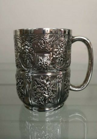 Splendid Antique Solid Sterling Silver Christening Mug/cup London 1891 5oz