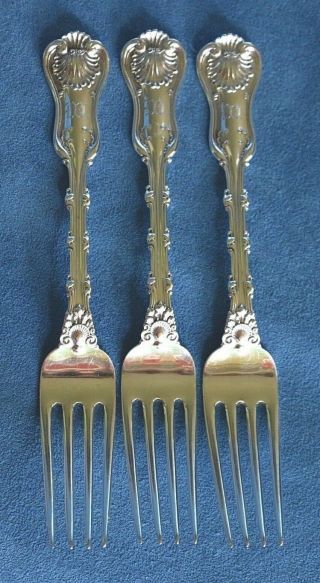 3 Antique Whiting Imperial Queen Sterling Silver 7 1/2 " Dinner Forks M Monogram
