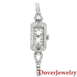 Vintage C - H Meylan 2.  80ct Diamond Platinum Ladies Cocktail Watch 20.  4 Grams NR 2