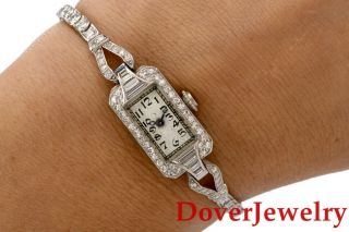 Vintage C - H Meylan 2.  80ct Diamond Platinum Ladies Cocktail Watch 20.  4 Grams NR 7