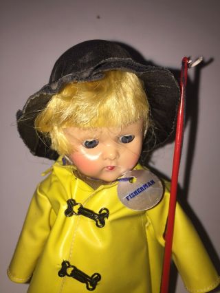 Rare VINTAGE 1952 VOGUE GINNY Sport Series Fisherman Doll With Tag And Pole 3
