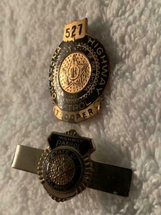 Antique Vintage Obsolete Oklahoma Highway Patrol Trooper Badge & Tie Clip 2