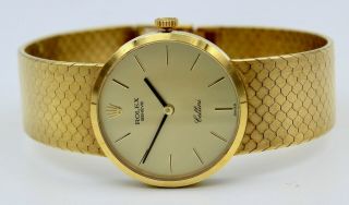 Vintage Rolex Cellini 18k Yellow Gold Watch Hand - Wind With Papers And Tags