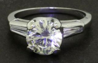Egl Usa Lg Designer Vintage Platinum 1.  79ct Vs1 Diamond Wedding Ring Size 5.  25