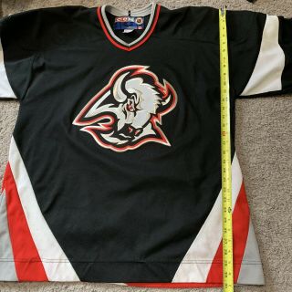 Buffalo Sabres CCM Vintage 90 ' s black Goat Head Jersey Jason Woolley 5 XL NHL 7
